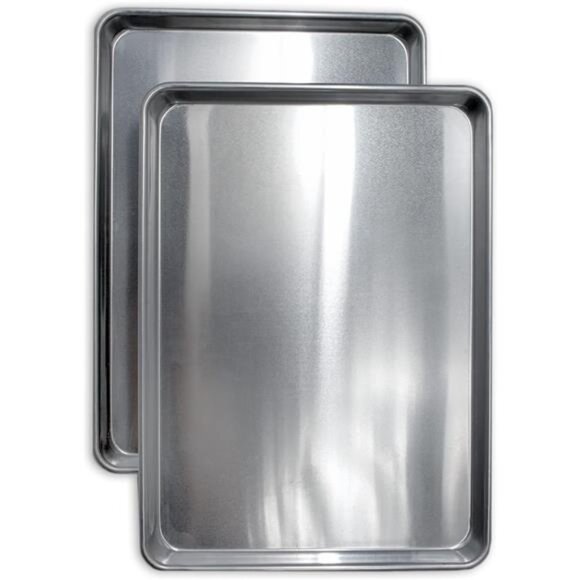 Commercial Quality Cookie Sheet Pan - 2 Pack Aluminum Half Sheet Baking Pan - Picture 1 of 7
